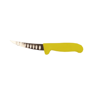 Caribou 12cm Curved Semi Rigid Scalloped Boning Knife Yellow