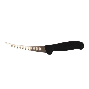 Caribou 15cm Curved Semi Rigid Scalloped Boning Knife Black