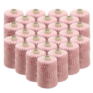Polycotton Meat Twine 1200m/kg White & Red (Box of 24)