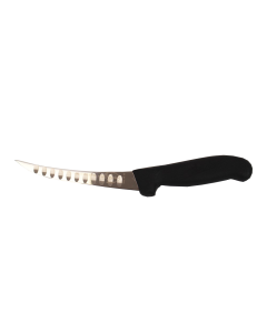 Caribou 15cm Curved Semi Rigid Scalloped Boning Knife Black