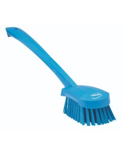 Vikan Washing Brush with Long Handle - 415mm - Hard - Blue