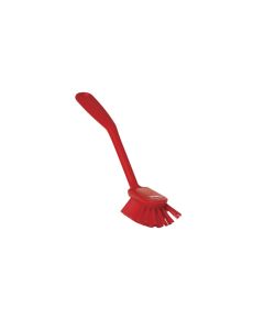 Vikan Dish Brush with scraping edge - 280mm - Medium - Red