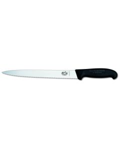 Victorinox Slicing Knife - Pointed Tip Serrated - 25cm/10" - Black