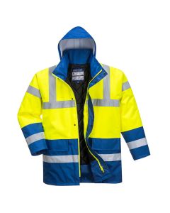 Portwest Hi-Vis Contrast Winter Traffic Jacket - Yellow/Royal Blue - XXXL