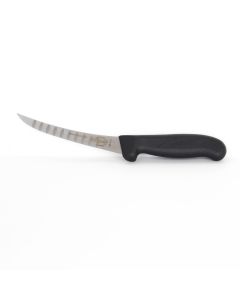 Caribou 15cm Boning Knife with Curved Flexible Scalloped Blade Black